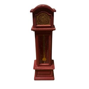 Dollhouse miniature Red Grandfather Clock